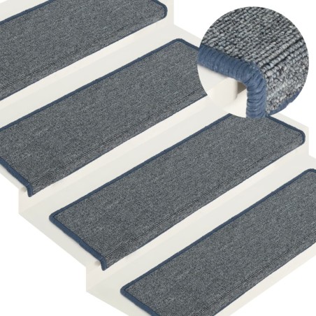 vidaXL Alfombras de peldaños de escalera 15uds morado y azul 65x21x4cm