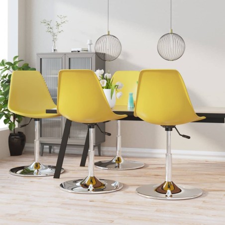 vidaXL Sillas de comedor giratorias 4 unidades PP amarillo 