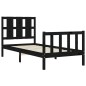 vidaXL Estructura de cama con cabecero madera maciza negro 90x190 cm vidaXL Estructura de cama con cabecero madera maciza negro 90x190 cm
