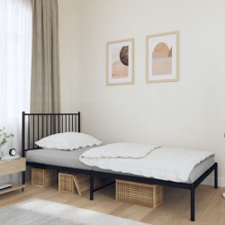 vidaXL Estructura de cama con cabecero metal negro 107x203 cm