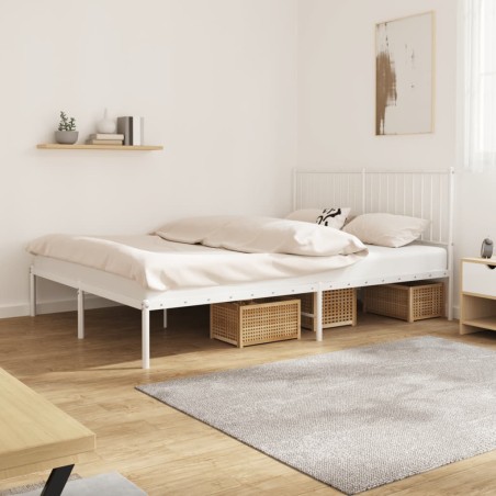 vidaXL Estructura de cama de metal con cabecero blanca 150x200 cm