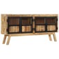 vidaXL Aparador de madera maciza de mango marrón y negro 160x30x76 cm vidaXL Aparador de madera maciza de mango marrón y negro 160x30x76 cm