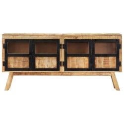vidaXL Aparador de madera maciza de mango marrón y negro 160x30x76 cm 