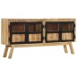 vidaXL Aparador de madera maciza de mango marrón y negro 160x30x76 cm vidaXL Aparador de madera maciza de mango marrón y negro 160x30x76 cm