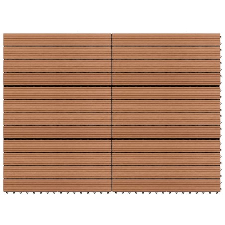 vidaXL Baldosas 6 unidades WPC marrón 1m² 60x30 cm
