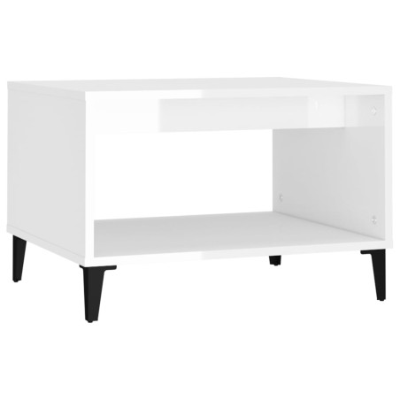 vidaXL Mesa de centro madera contrachapada blanco brillo 60x50x40 cm