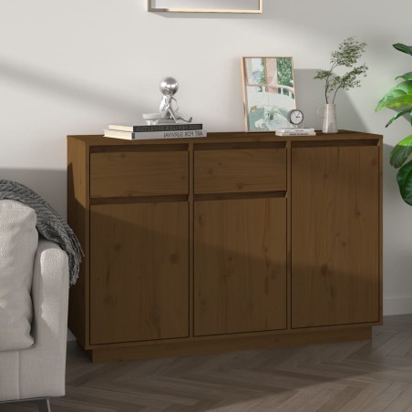 vidaXL Aparador de madera maciza de pino marrón miel 110x34x75 cm