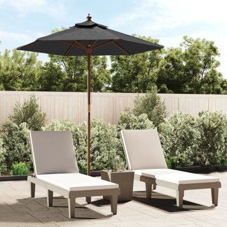 vidaXL Sombrilla jardín con poste de madera gris antracita 196x231 cm