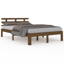 vidaXL Estructura de cama doble madera maciza marrón miel 135x190 cm