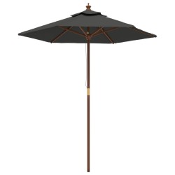 vidaXL Sombrilla jardín con poste de madera gris antracita 196x231 cm