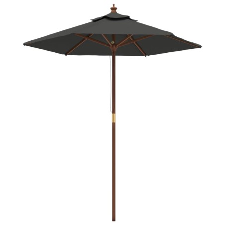 vidaXL Sombrilla jardín con poste de madera gris antracita 196x231 cm