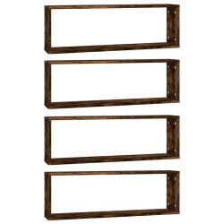 vidaXL Estante cúbico de pared 4 uds madera roble ahumado 80x15x26,5cm