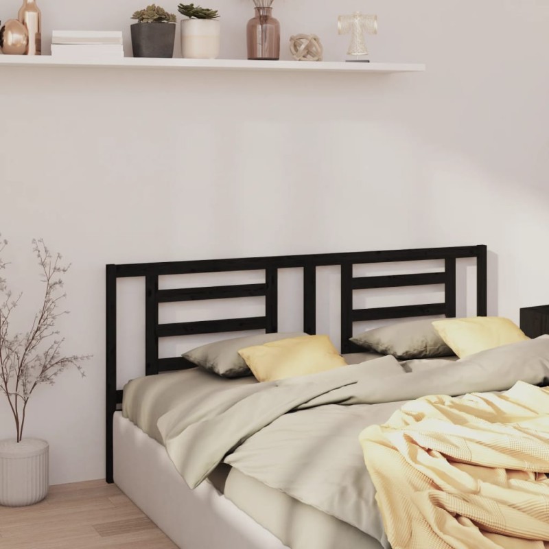vidaXL Cabecero de cama madera maciza de pino negro 156x4x100 cm vidaXL Cabecero de cama madera maciza de pino negro 156x4x100 cm