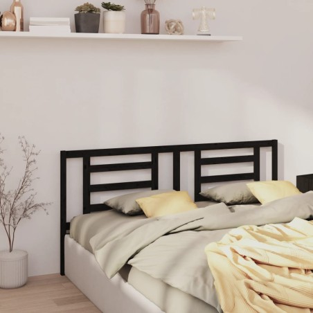 vidaXL Cabecero de cama madera maciza de pino negro 156x4x100 cm