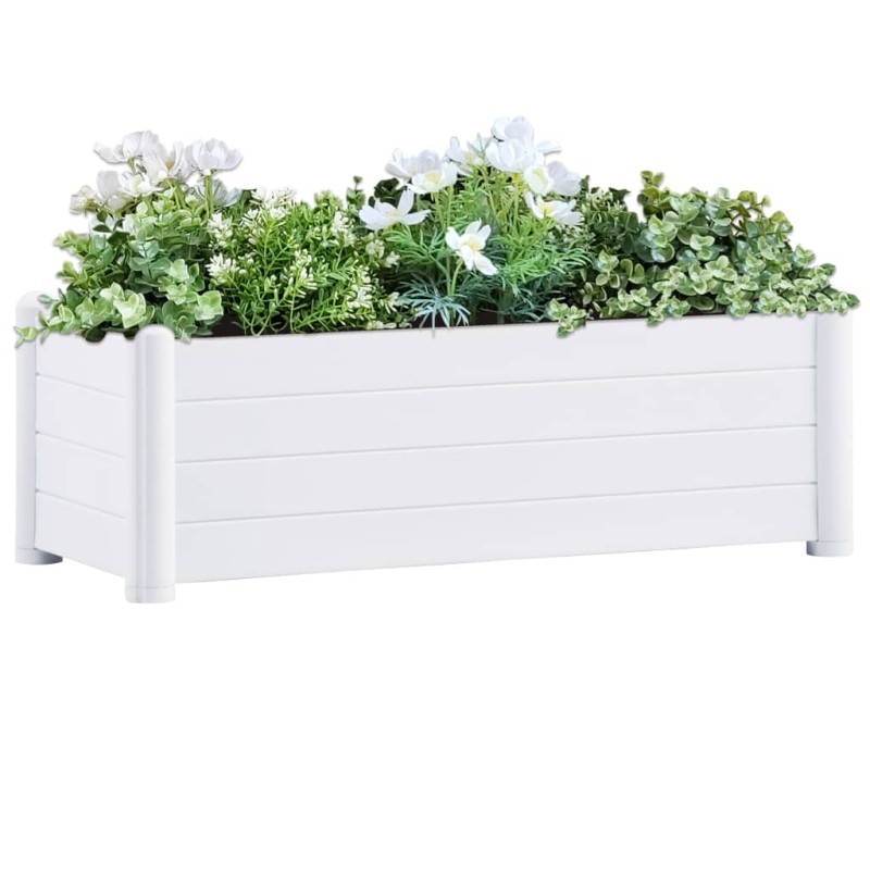 vidaXL Arriate elevado de jardín PP blanco 100x43x35 cm