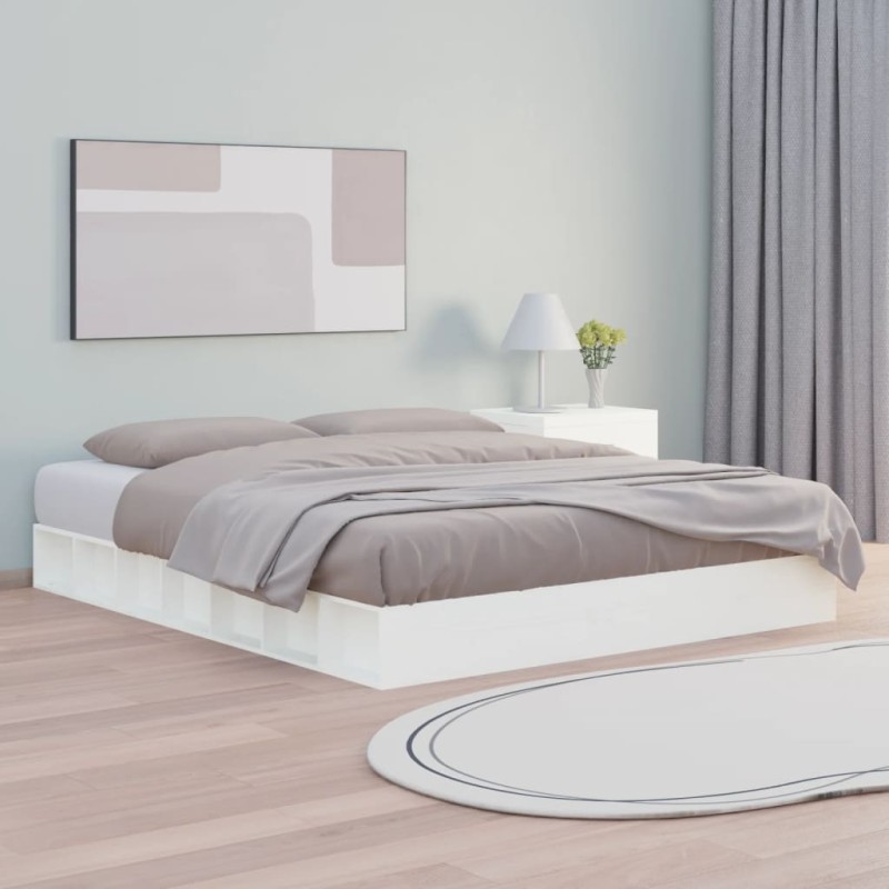 vidaXL Estructura de cama de madera maciza blanco 150x200 cm