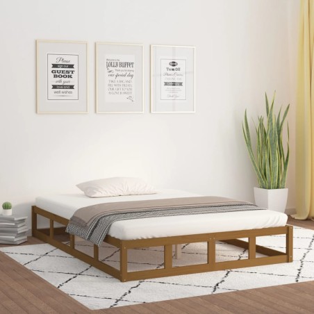 vidaXL Estructura de cama de madera maciza marrón miel 200x200 cm