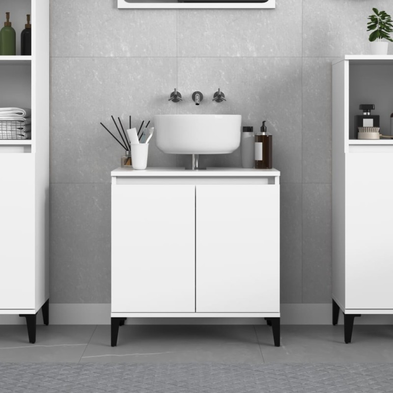 vidaXL Armario para lavabo madera contrachapada blanco 58x33x60 cm vidaXL Armario para lavabo madera contrachapada blanco 58x33x60 cm