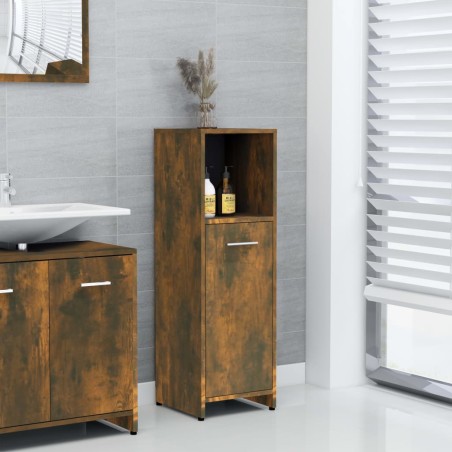 vidaXL Armario de baño madera contrachapada roble ahumado 30x30x95 cm