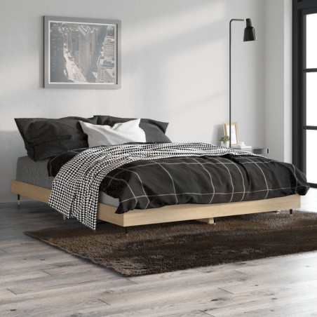 vidaXL Estructura de cama madera contrachapada roble Sonoma 135x190 cm