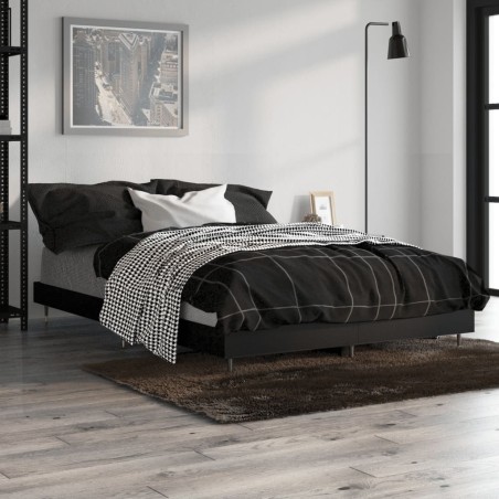 vidaXL Estructura de cama de madera contrachapada negra 120x190 cm