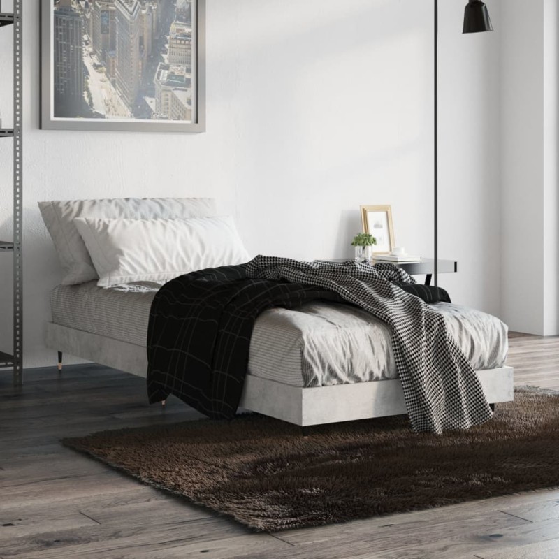 vidaXL Estructura de cama madera contrachapada gris hormigón 75x190 cm vidaXL Estructura de cama madera contrachapada gris hormigón 75x190 cm
