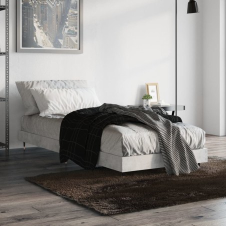 vidaXL Estructura de cama madera contrachapada gris hormigón 75x190 cm