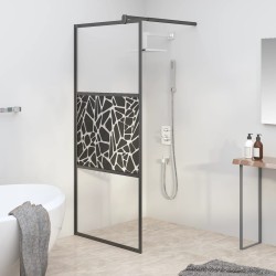 vidaXL Mampara de ducha vidrio vidrio ESG diseño piedra negro 80x195cm