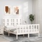vidaXL Estructura cama de matrimonio con cabecero madera maciza blanco vidaXL Estructura cama de matrimonio con cabecero madera maciza blanco