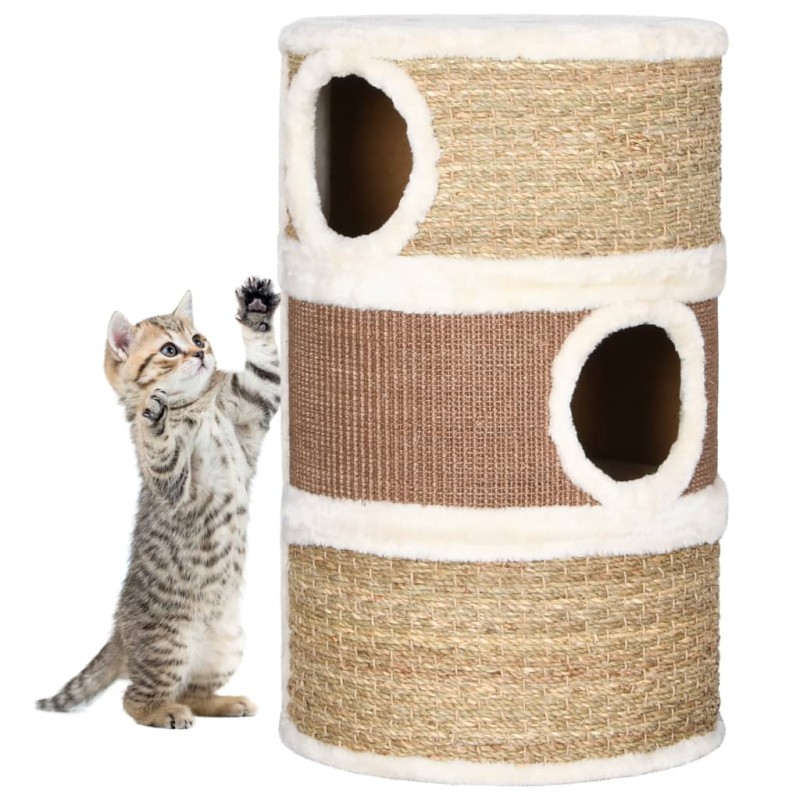 vidaXL Barril rascador para gatos hierba marina 60 cm