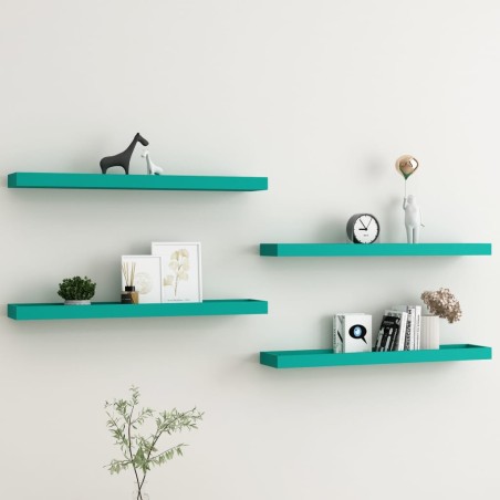 vidaXL Estantes de pared Loggia 4 uds azul MDF 80x15x4 cm