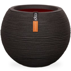 Capi Jarrón Nature Rib redondo negro 62x48 cm KBLR271
