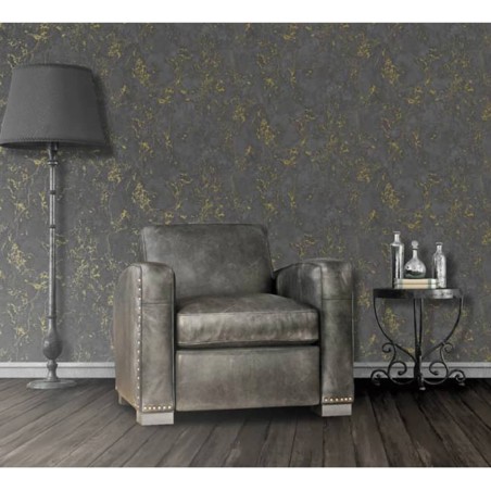 DUTCH WALLCOVERINGS Papel  de pared mármol negro y dorado