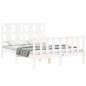 vidaXL Estructura cama de matrimonio con cabecero madera maciza blanco vidaXL Estructura cama de matrimonio con cabecero madera maciza blanco