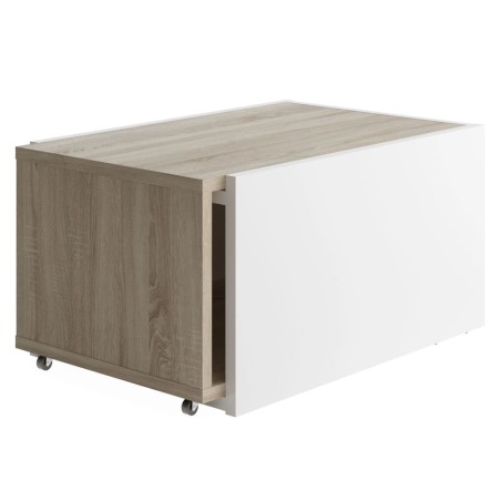 FMD Mesa de centro extensible color roble y blanco