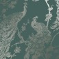 DUTCH WALLCOVERINGS Papel pintado pavo real verde y plateado