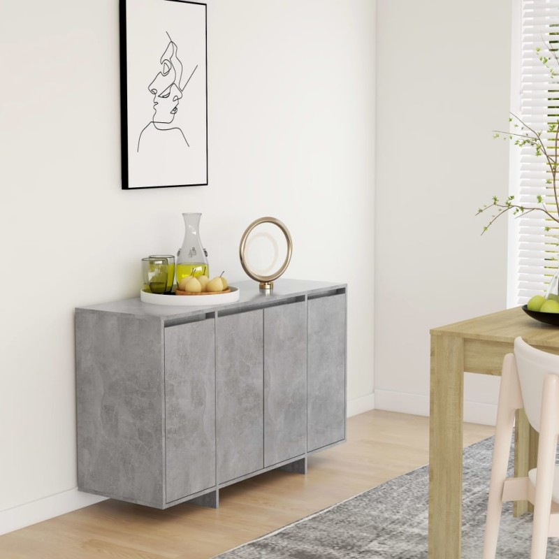vidaXL Aparador de madera contrachapada gris hormigón 120x41x75 cm vidaXL Aparador de madera contrachapada gris hormigón 120x41x75 cm