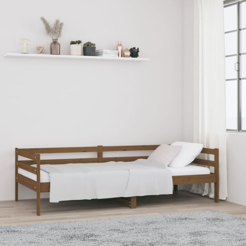 vidaXL Sofá cama de madera maciza de pino marrón miel 80x200 cm vidaXL Sofá cama de madera maciza de pino marrón miel 80x200 cm