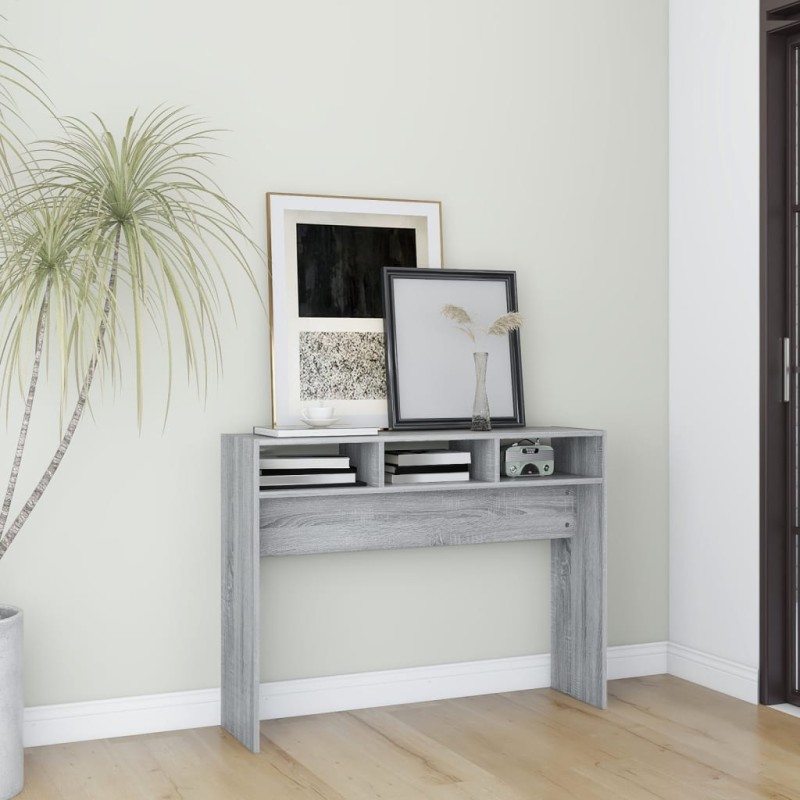 vidaXL Mesa consola madera contrachapada gris Sonoma 105x30x80 cm vidaXL Mesa consola madera contrachapada gris Sonoma 105x30x80 cm