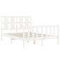 vidaXL Estructura cama de matrimonio con cabecero madera maciza blanco vidaXL Estructura cama de matrimonio con cabecero madera maciza blanco
