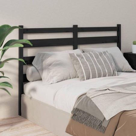 vidaXL Cabecero de cama madera maciza de pino negro 156x4x100 cm