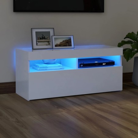 vidaXL Mueble de TV con luces LED blanco 90x35x40 cm
