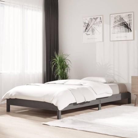 vidaXL Cama apilable de madera pino maciza gris 100x200 cm