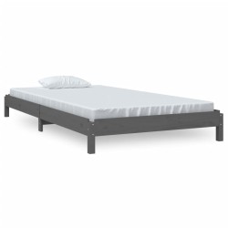vidaXL Cama apilable de madera pino maciza gris 100x200 cm