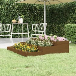 vidaXL Jardinera madera maciza de pino marrón miel 107x107x27 cm