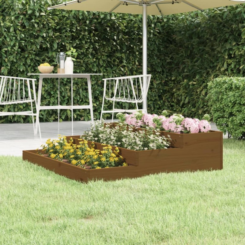 vidaXL Jardinera madera maciza de pino marrón miel 107x107x27 cm vidaXL Jardinera madera maciza de pino marrón miel 107x107x27 cm