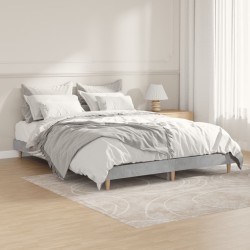 vidaXL Estructura de cama madera contrachapada gris hormigón 135x190cm