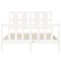 vidaXL Estructura cama de matrimonio con cabecero madera maciza blanco vidaXL Estructura cama de matrimonio con cabecero madera maciza blanco