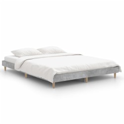 vidaXL Estructura de cama madera contrachapada gris hormigón 135x190cm