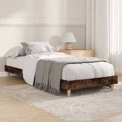 vidaXL Estructura de cama madera contrachapada roble humo 75x190 cm